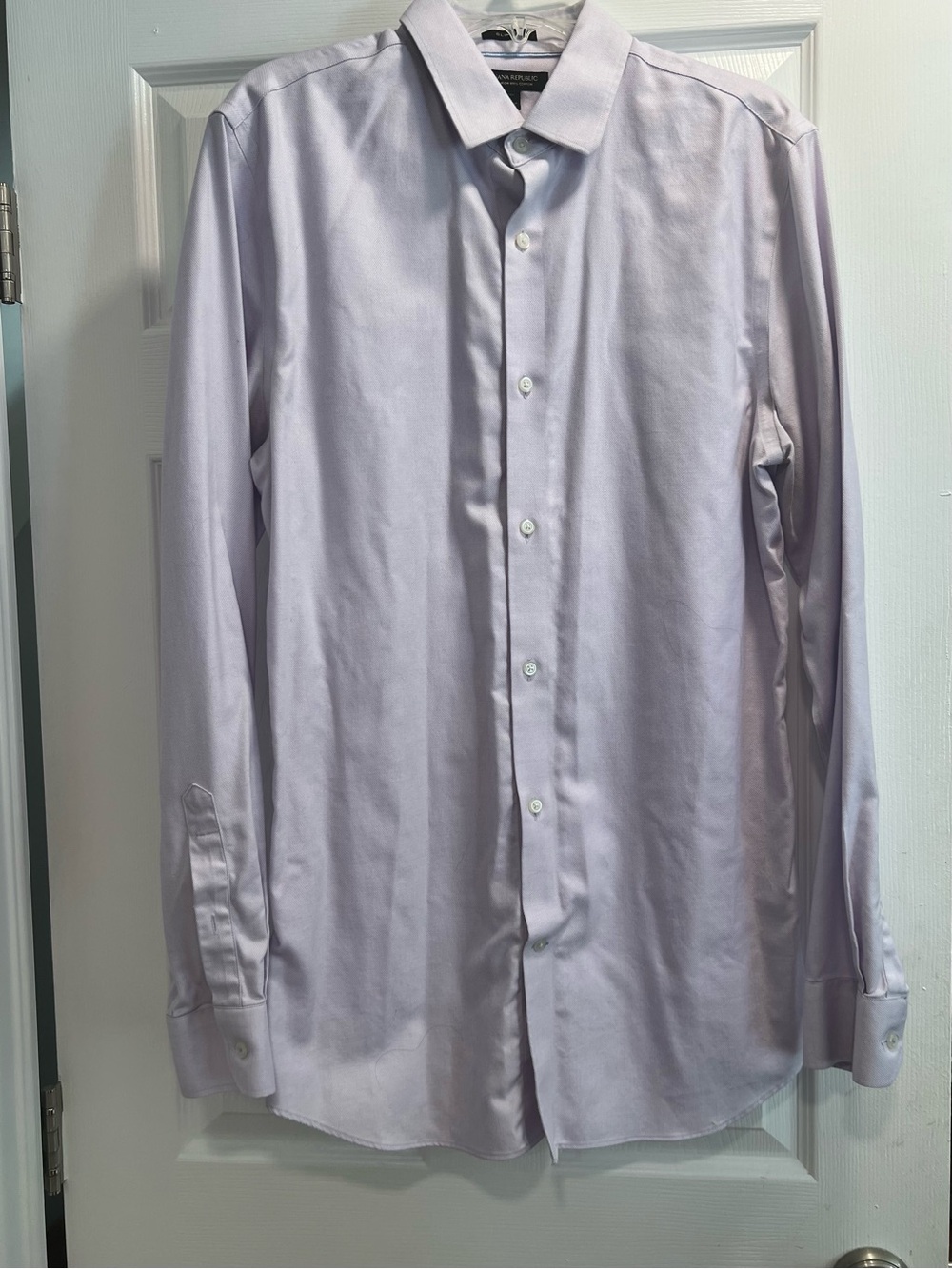 Banana Republic Men's Light Grey/Lavender Dress Shirt, Slim Fit Large Tall NWOT